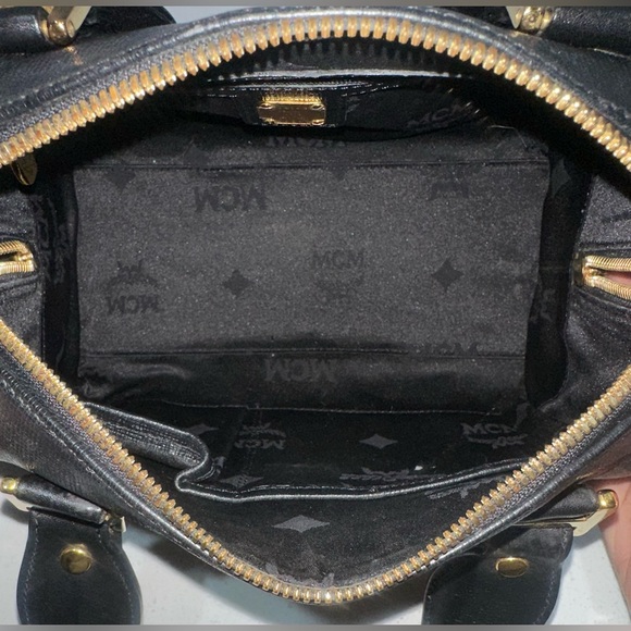 MCM Mini Black Leather Boston Bag - Picture 7 of 10